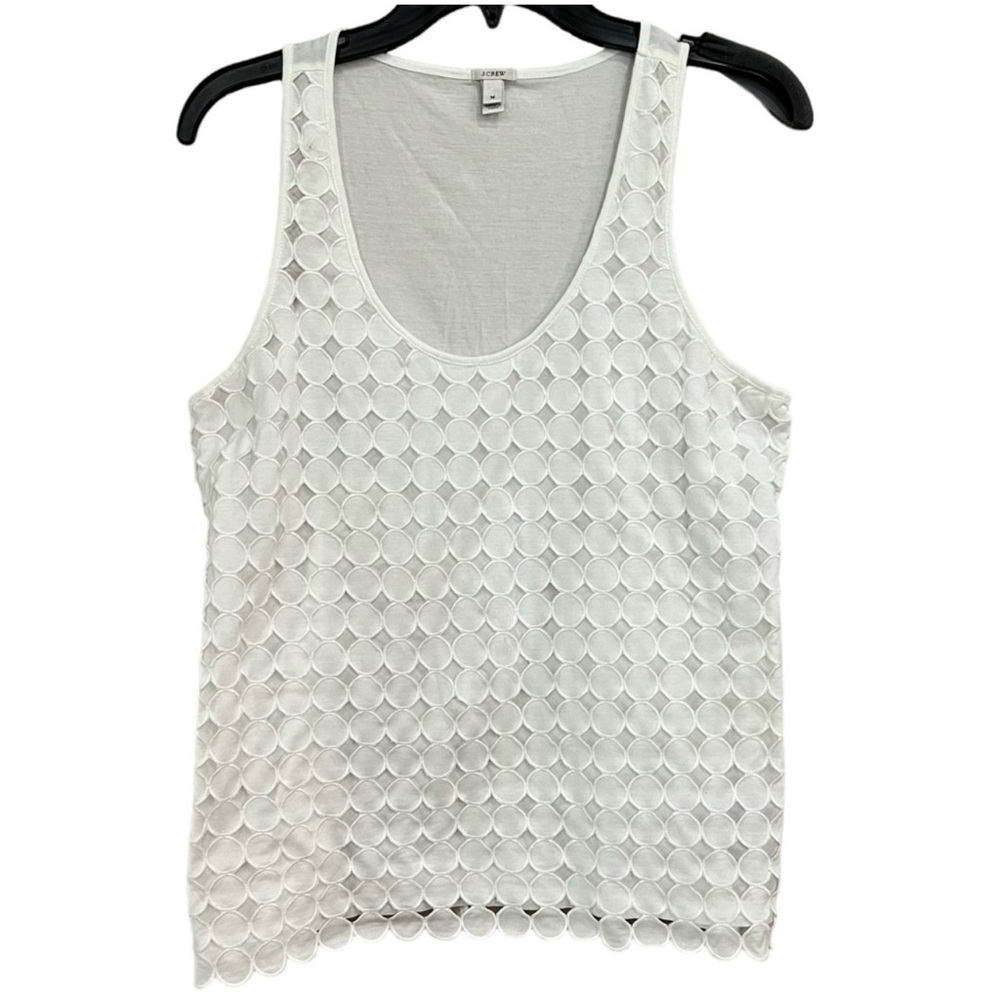 J. Crew Women's M White Polka Dot Lace Tank Top Sleeveless Casual​​